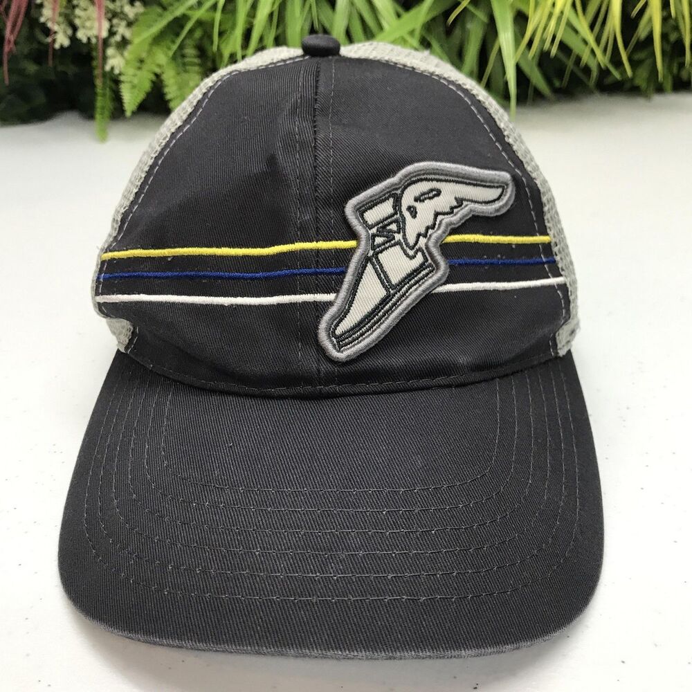 Goodyear Hat Cap Strap Back Black Gray Trucker Mesh Embroidered Patch Mens Tire